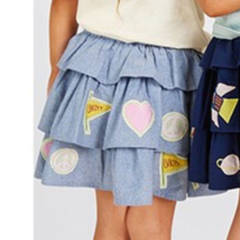 Piccolina Chambray Applique 3-Tier Skirt Activism 6T - Picture 3 of 3